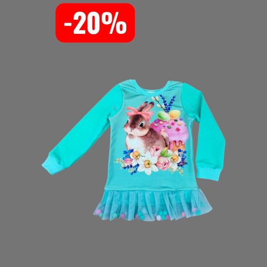 Pagarināts džemperis -tunika ar tillu "Lieldienu zaķis"